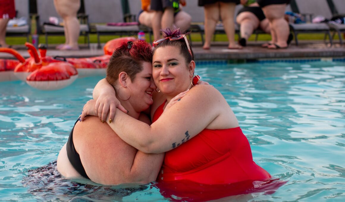 two women in pool