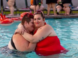 two women in pool